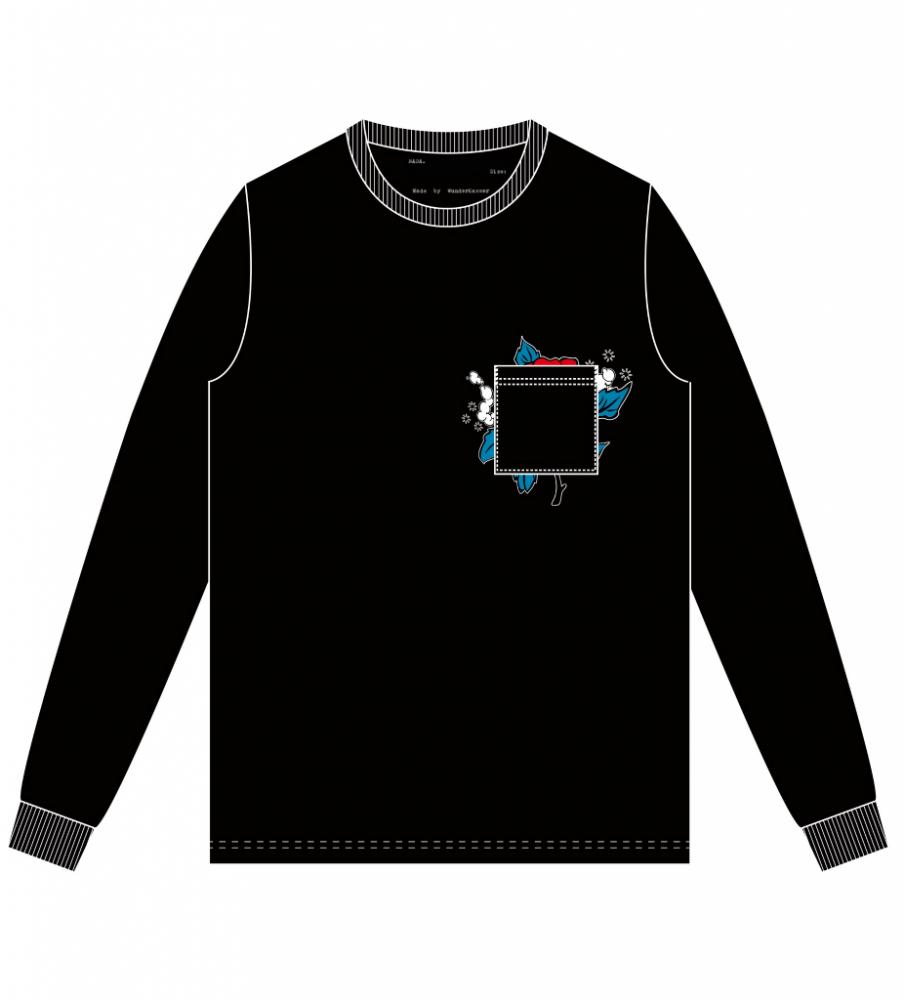 Chill rat long-sleeve poke Tee *ブラック×ブラックポケット*
