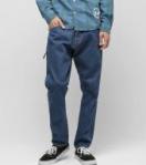 Stone washed taperd denim pants