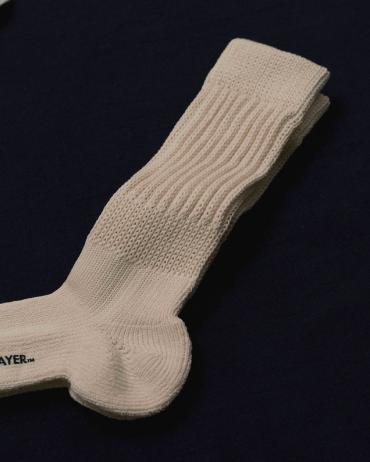 Hybrid rib socks ivory white"made in Japan"
