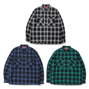 Ombre Check L/S Shirt(23aw) *グリーン*