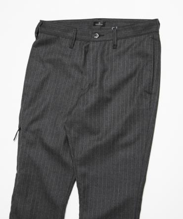 Wool stripe tapered slacks pants  *グレー*