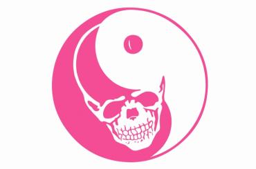 Skull yin yang Long-sleeve tee   *サックス/ピンク*