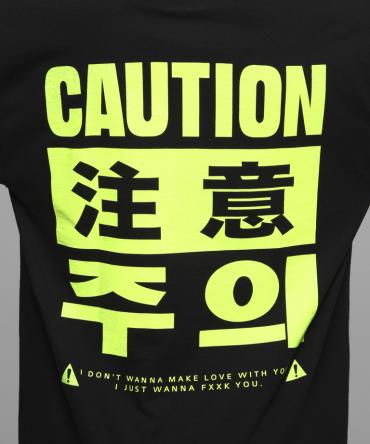”CAUTION” Longsleeve T-shirt[ FRC249 ] *ブラック*