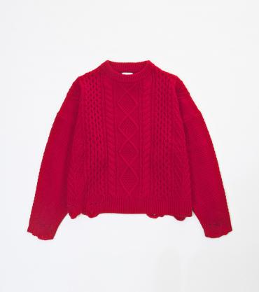 BIG CABLE KNIT *レッド*