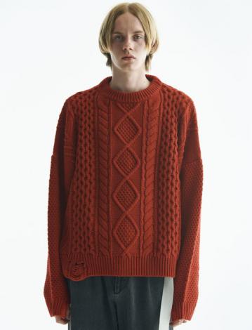 BIG CABLE KNIT *レッド*