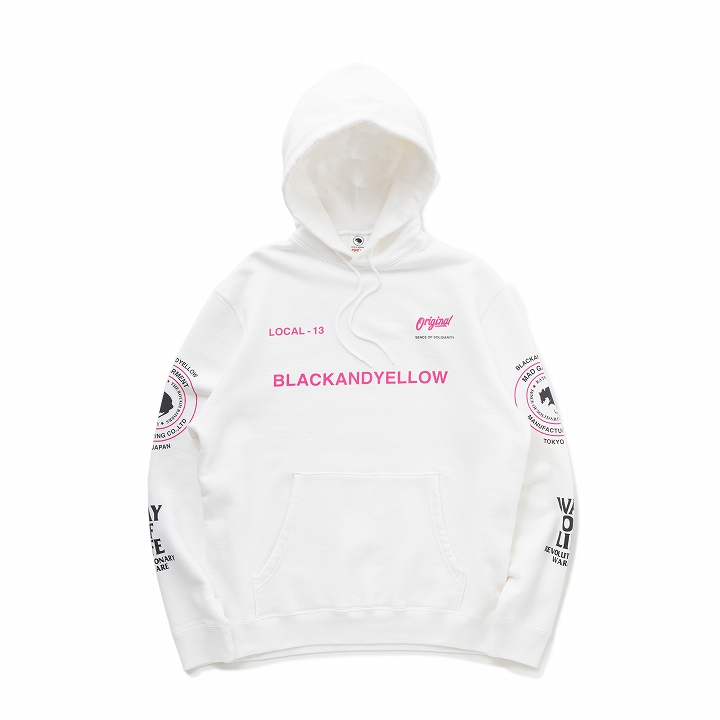 PULLOVER HOODIE "2WHEEL" *ホワイト×ピンク*