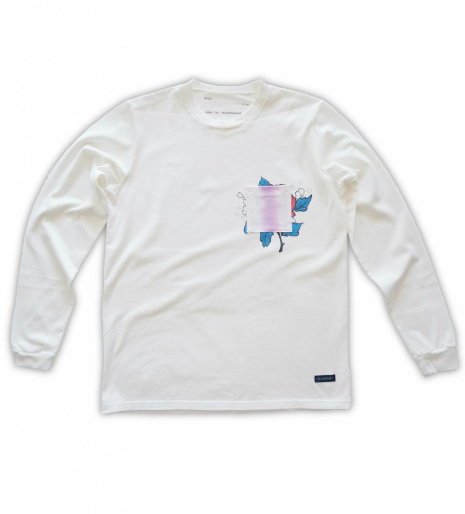 Chill rat long-sleeve poke Tee   *ホワイト×タイダイポケット*
