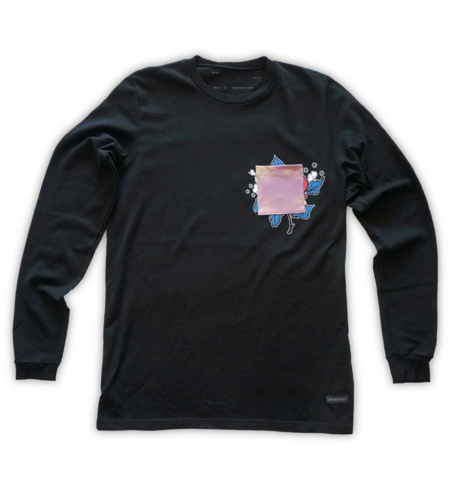 Chill rat long-sleeve poke Tee *ブラック×タイダイポケット*