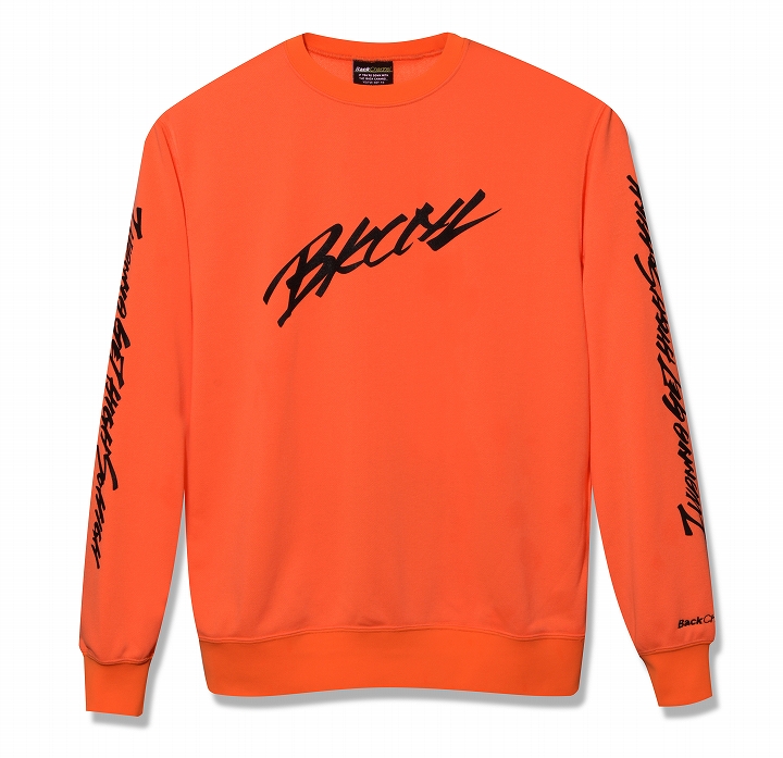 SLEEVE PRINT CREW SWEAT *ネオンオレンジ*