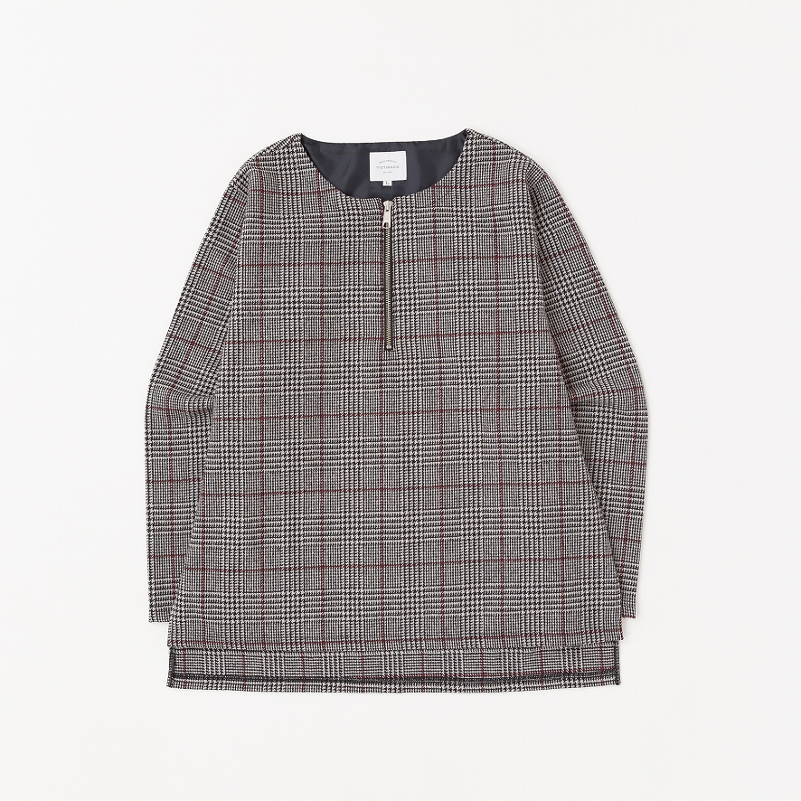 HALF ZIP CHECK SHIRTS *ライトグレー*