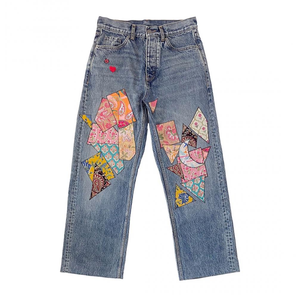 Patched loose fit jeans *Faded blue*