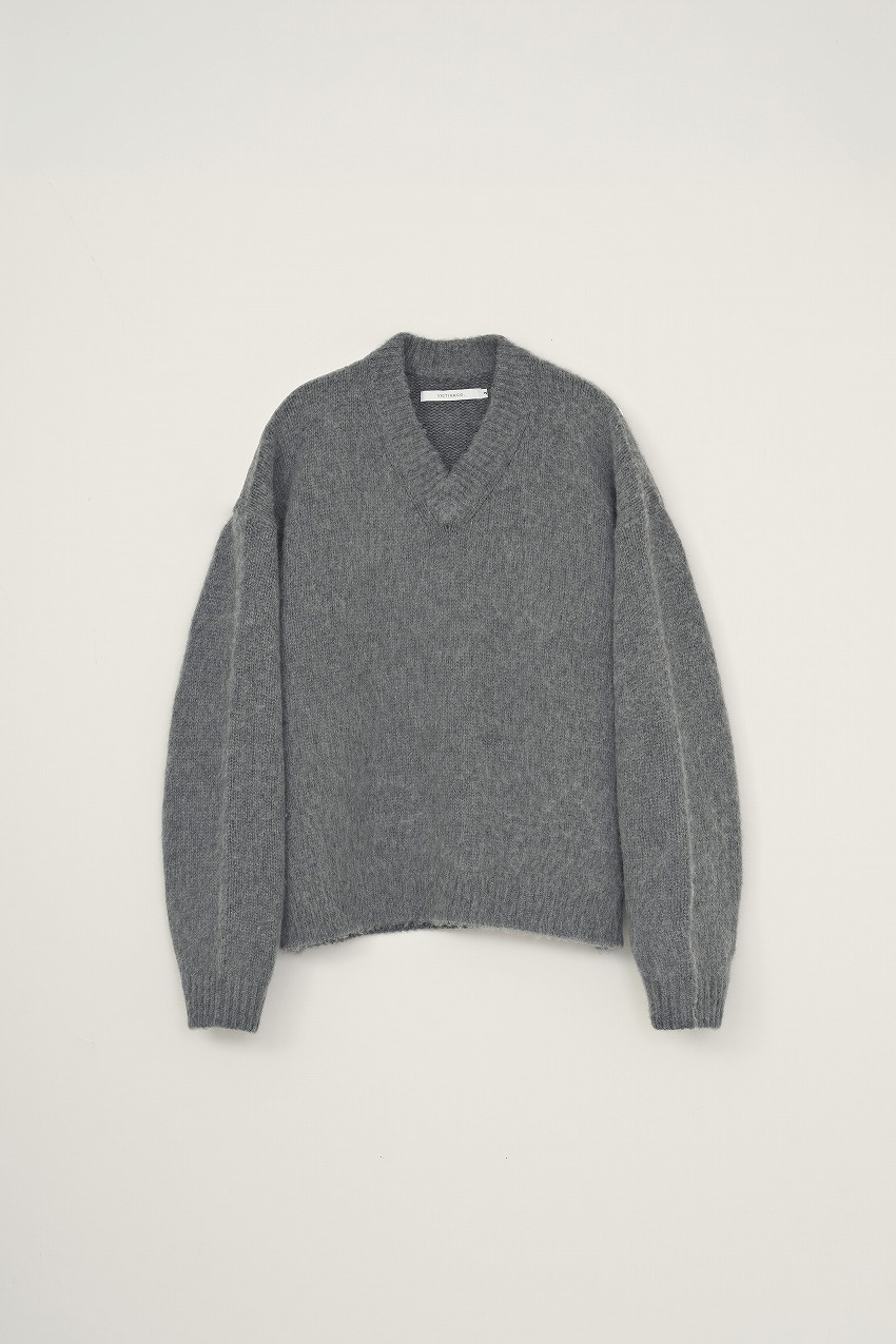 RACCON V-NECK KNIT / GRAY
