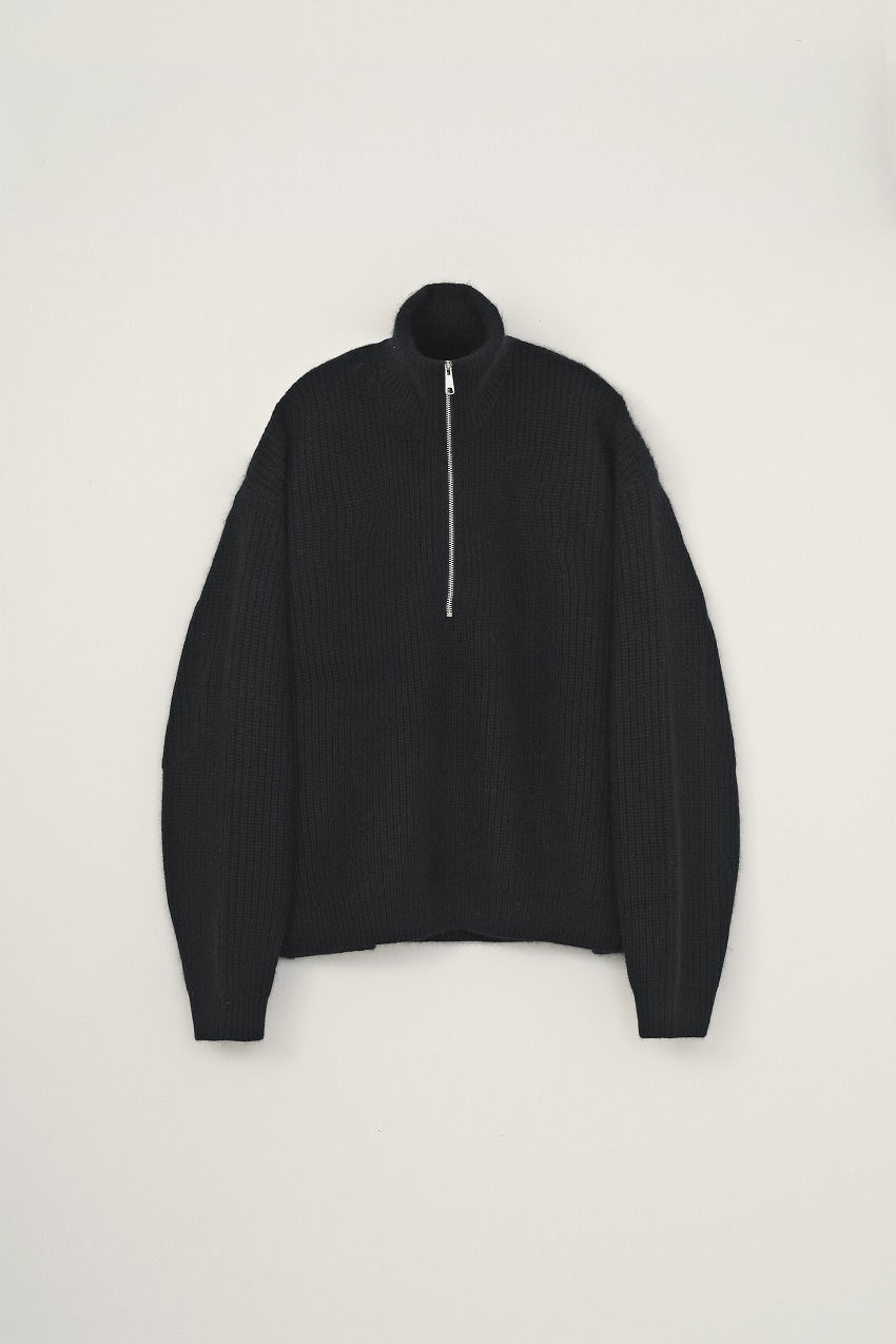 RACCON HALF ZIP KNIT / BLACK