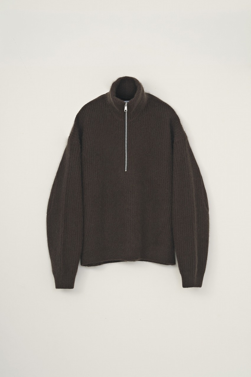 RACCON HALF ZIP KNIT / BROWN