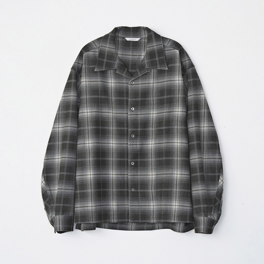 OPEN COLLAR CHECK SHIRT *ブラック*