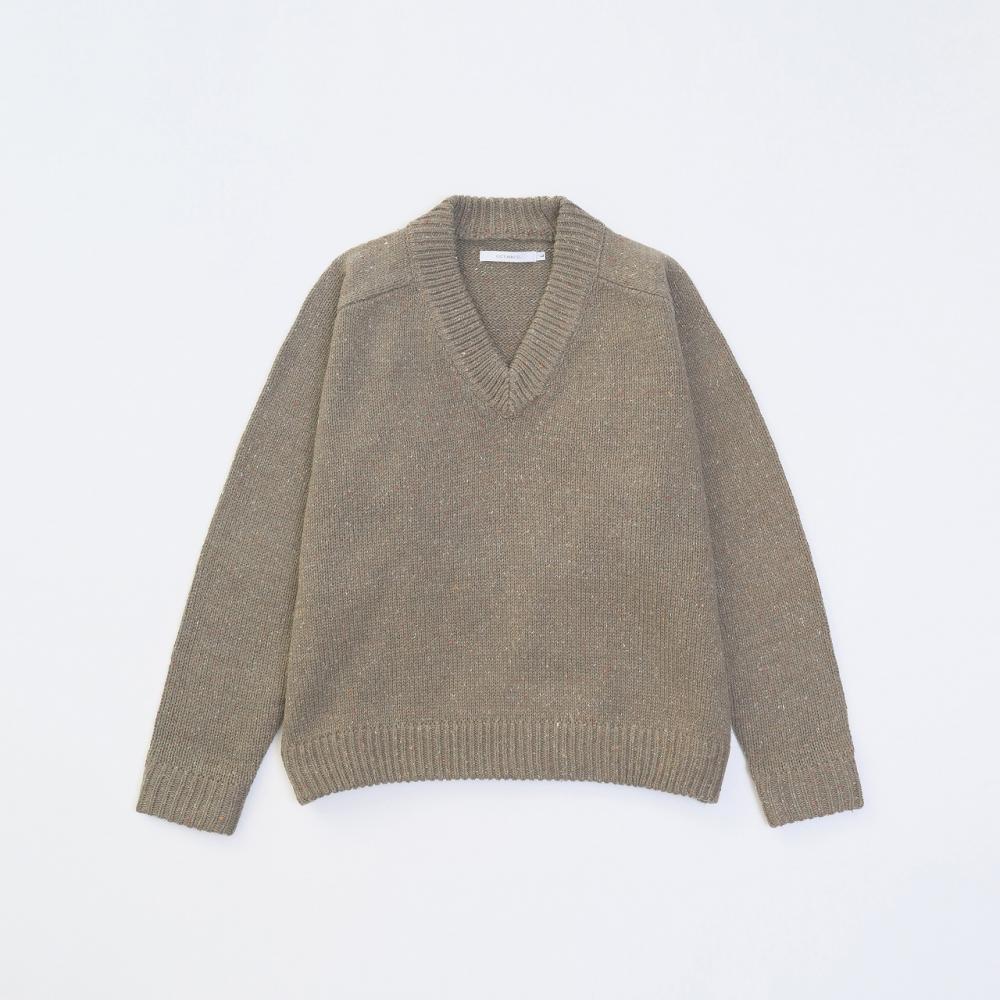 MELANGE V-NECK KNIT *モカ*