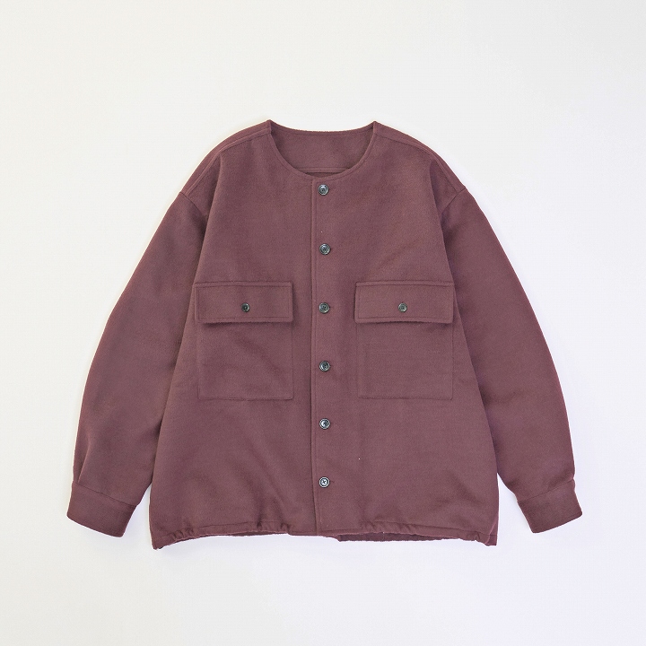 NO COLLAR CPO JACKET *ワイン*