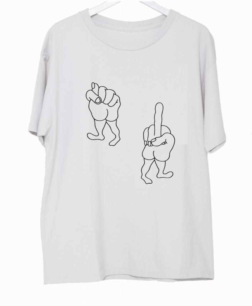 MARTIAN TEE *ライトグレー×ブラック刺繍*