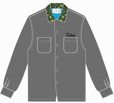 LEOPARD COLLAR OPEN NECKSHIRTS *グレー×イエローグリン系ヒョウ柄*