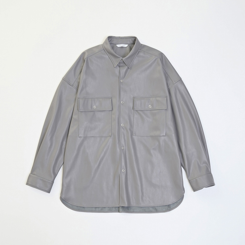 LEATHER BIG SHIRTS *グレー*
