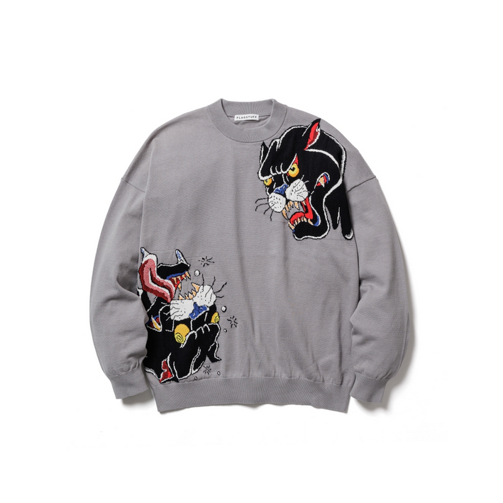 "TIGER"COTTON SWEATER *グレー*