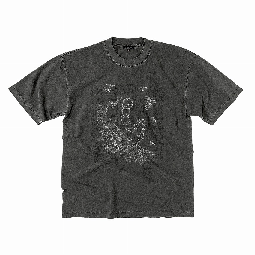 Kewpie layered print tee *Charcoal pigment dyed*