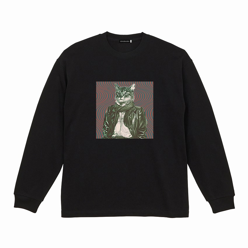 Cat print long sleeve tee *BLACK*