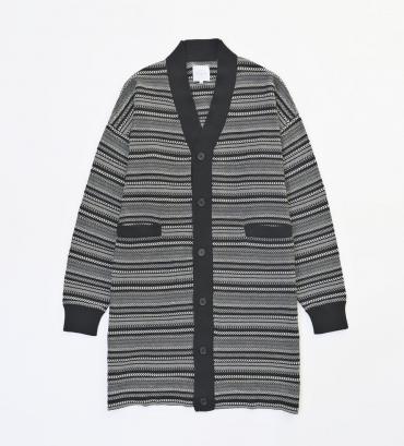 LONG BORDER CARDIGAN *ブラック*