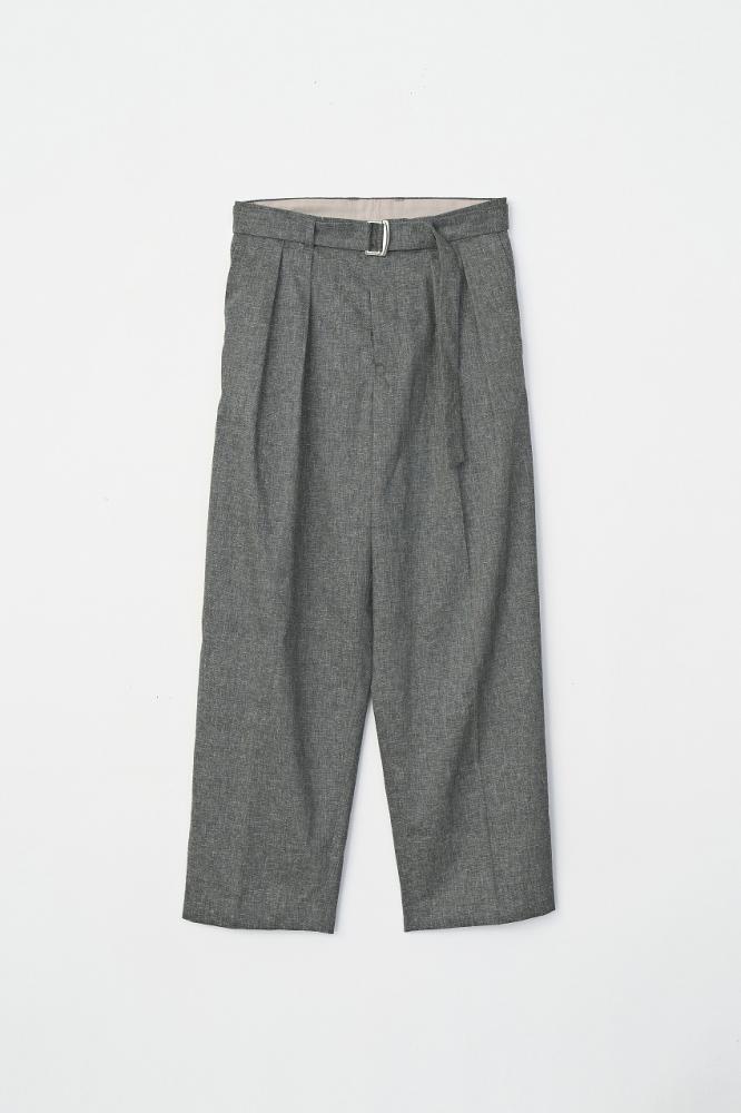LINEN 2 TUCK SLACKS *グレー*