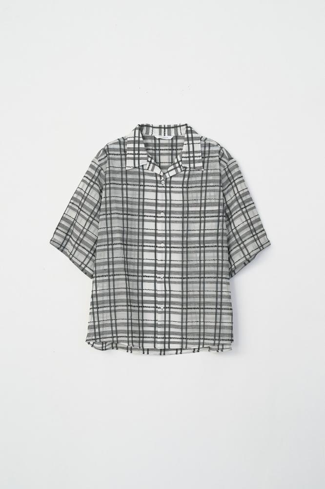 OPEN COLLAR CHECK SHIRT *ホワイト*