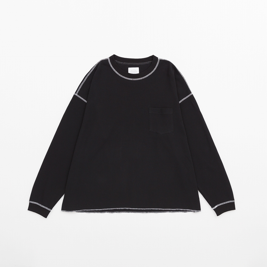 WIDE WAFFLE TEE *ブラック*