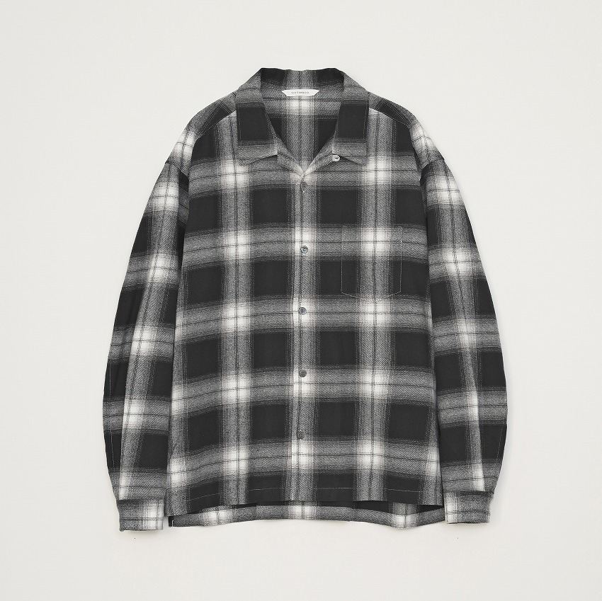 OPEN COLLAR CHECK SHIRT *BLACK*