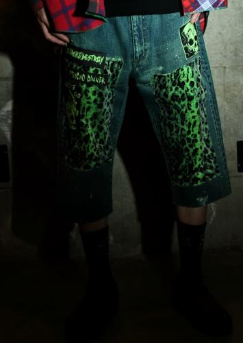 CROPPED DENIM PANTS *インディゴ/イエローグリーン*