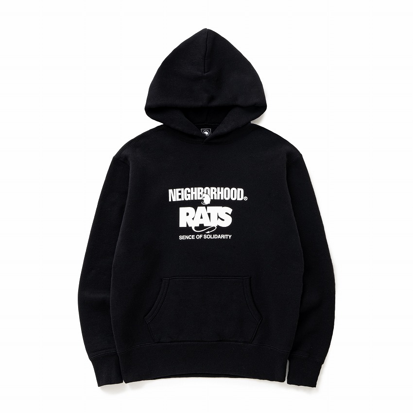 RATS x NEIGHBORHOOD / CROSS NECK HOODIE *ブラック*