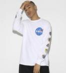 NASAコラボEmblemSleeve Longsleeve T-shirt[LEC781]ホワイト
