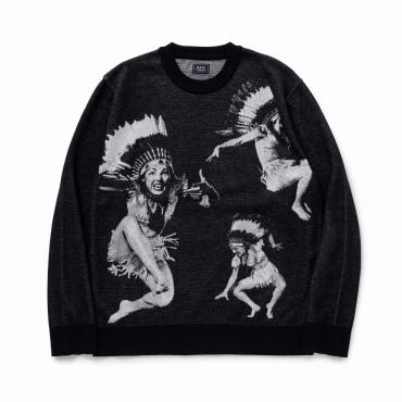 INDIAN JAQUARD LS KNIT *ブラック*