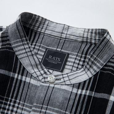 STAND COLLAR CHECK SHIRT *グレーチェック*