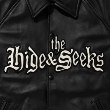 Leather Varsity Jacket / BLACK/WHITE