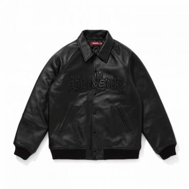 Leather Varsity Jacket / BLACK/BLACK