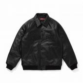 Leather Varsity Jacket / BLACK/BLACK