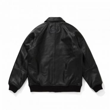 Leather Varsity Jacket / BLACK/BLACK
