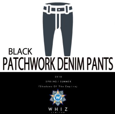 PATCHWORK DENIM PANTS [BLACK]