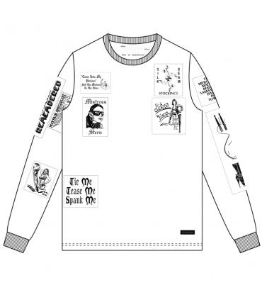 Bizarre pach long-sleeve Tee   *ホワイト×モノクロパッチ*