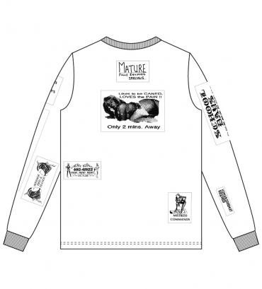 Bizarre pach long-sleeve Tee   *ホワイト×モノクロパッチ*