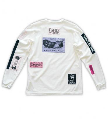 Bizarre pach long-sleeve Tee   *ホワイト×マルチパッチ*