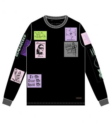 Bizarre pach long-sleeve Tee   *ブラック×マルチパッチ*