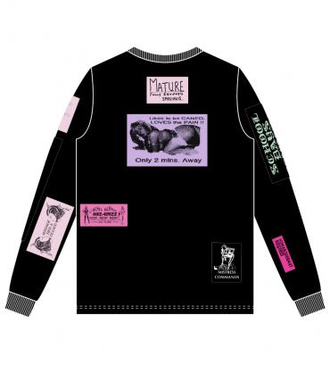 Bizarre pach long-sleeve Tee   *ブラック×マルチパッチ*