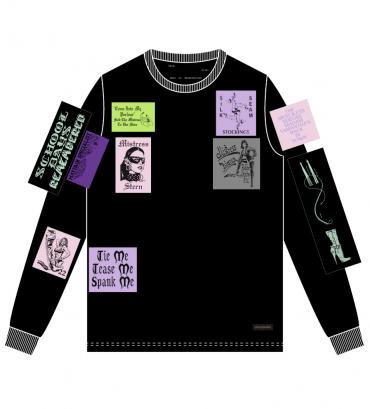 Bizarre pach long-sleeve Tee   *ブラック×マルチパッチ*