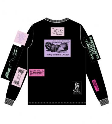 Bizarre pach long-sleeve Tee   *ブラック×マルチパッチ*