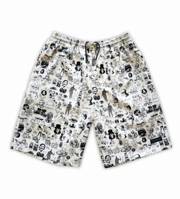 Original silk print easy shorts   *ホワイト*